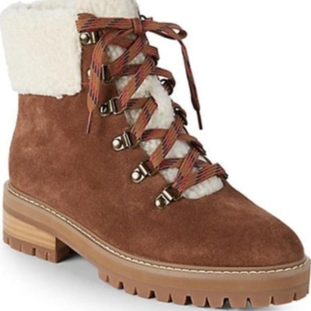 Like new!-RENVY Lace up Suede ankle Boots-cognac brown 9.5